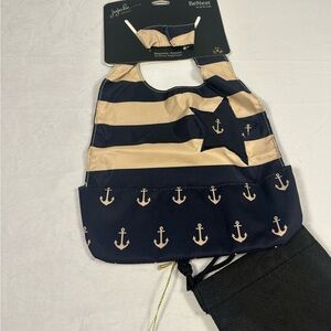 Ju-Ju-Be Navy and Gold Striped Baby Bib